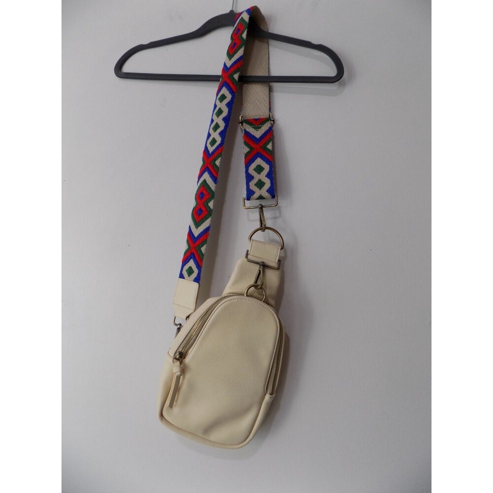 Anthropologie Urban Originals Liberty Sling Bag Purse Crossbody Cream Guitar Str